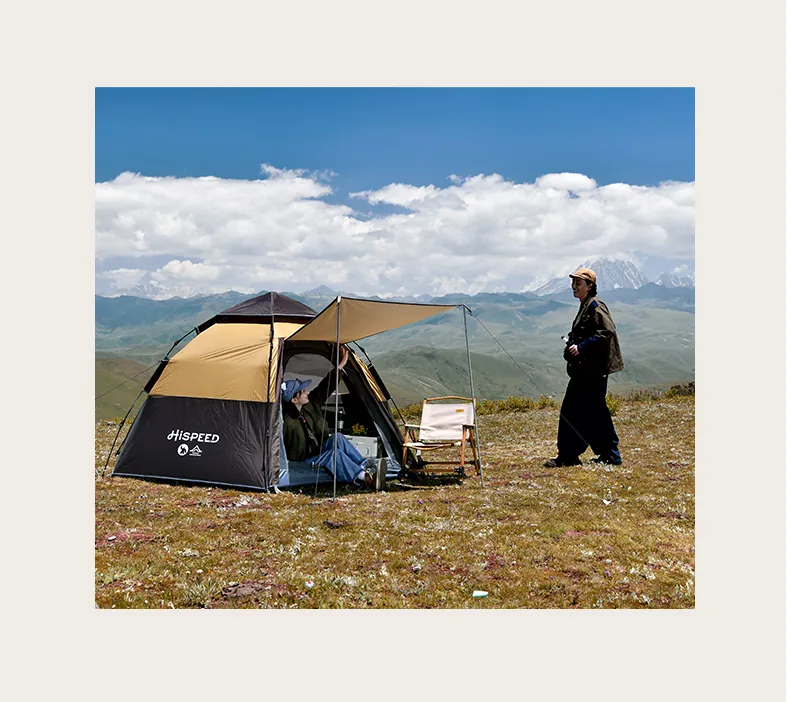 Double-Layer Hexagon Tent in Brown, product photo