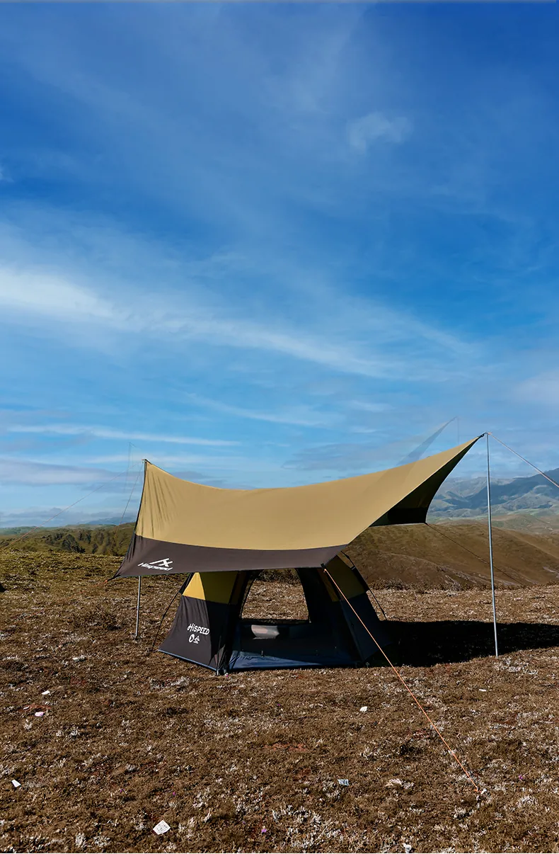 Double-Layer Hexagon Tent in Brown, product photo