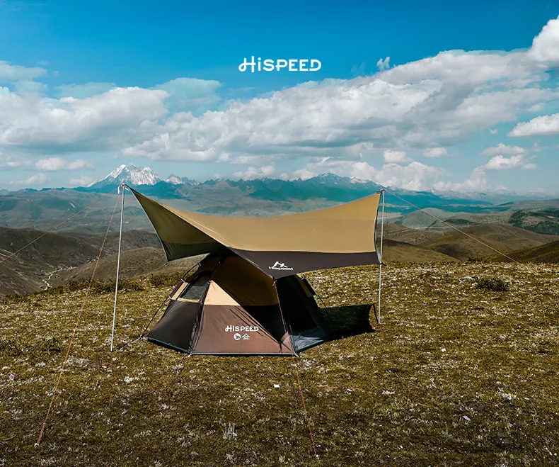 Double-Layer Hexagon Tent in Brown, product photo