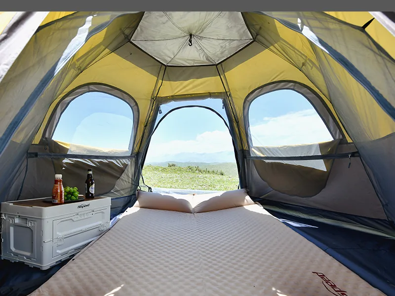 Double-Layer Hexagon Tent in Brown, product photo