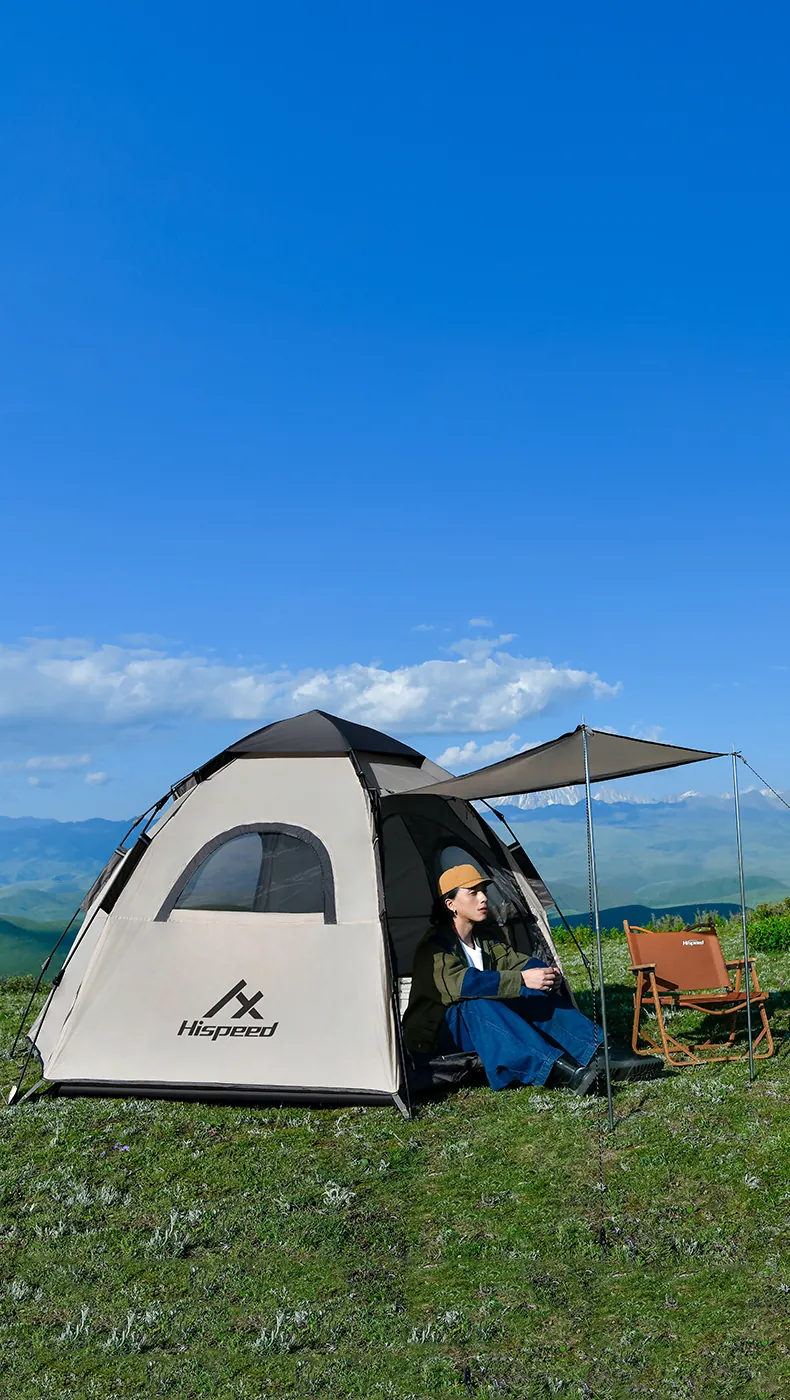 Double-Layer Hexagon Tent in Cream, product photo