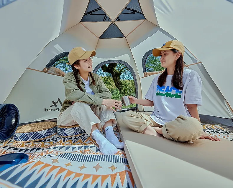 Double-Layer Hexagon Tent in Cream, product photo