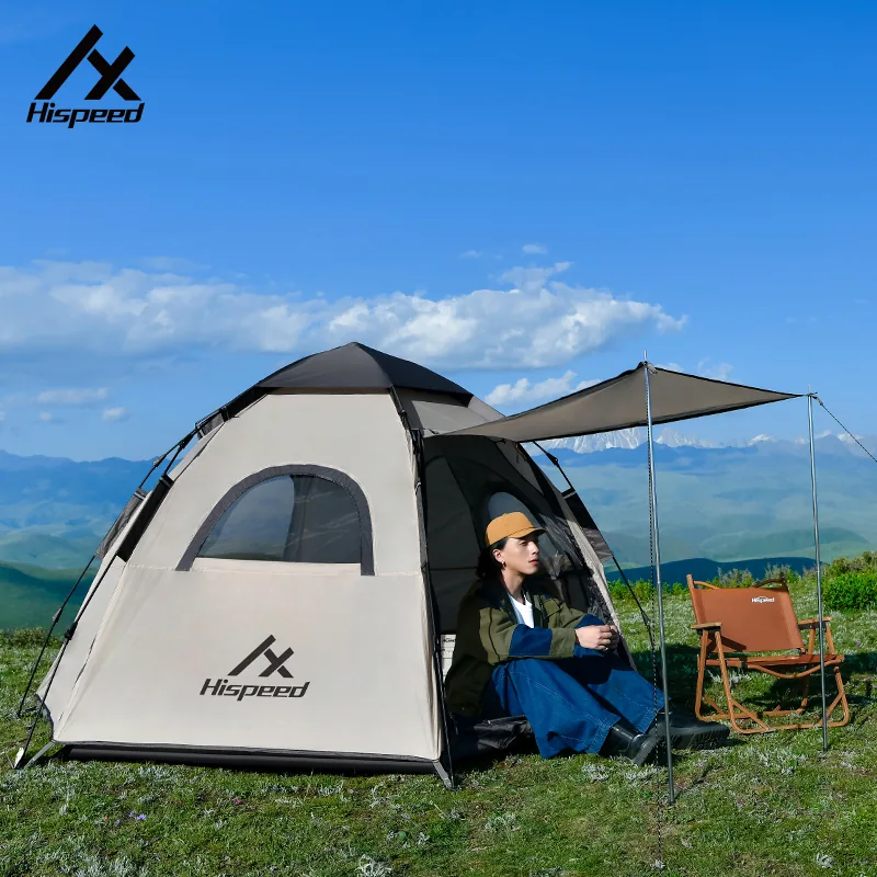 Double-Layer Hexagon Tent in Cream, product photo