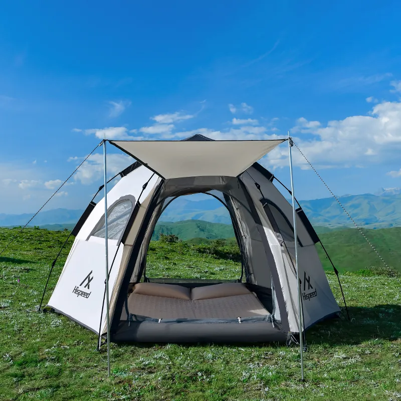 Double-Layer Hexagon Tent in Cream, product photo